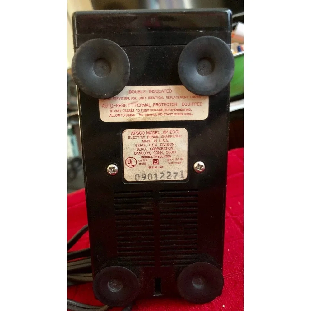 Berol Apsco AP2001 Electric Pencil Sharpener Woodgrain Black Made in USA